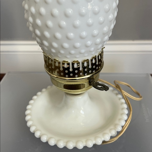 Vintage Hobnail Milk Hurricane Glass Lamp - Picture 3 of 7